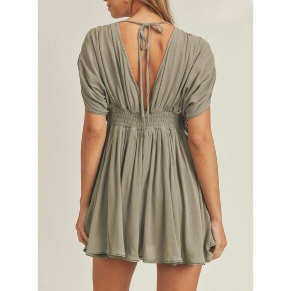 Mabel Khalani Romper Size Small Olive Green Button Down Farmhouse - Picture 3 of 11